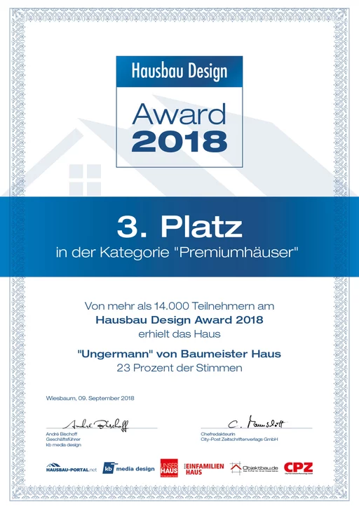 Auszeichnung für Haus Ungermann Auszeichnung für Haus Ungermann